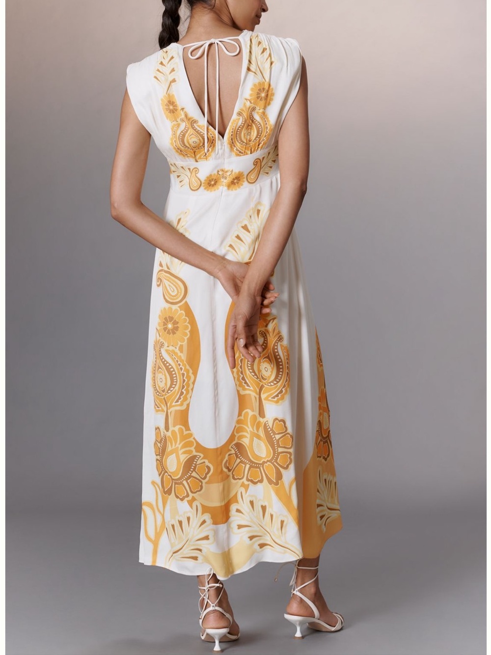 FARM Rio White and Yellow Paisley Tie-Front Maxi Dress NWT - Picture 2 of 6